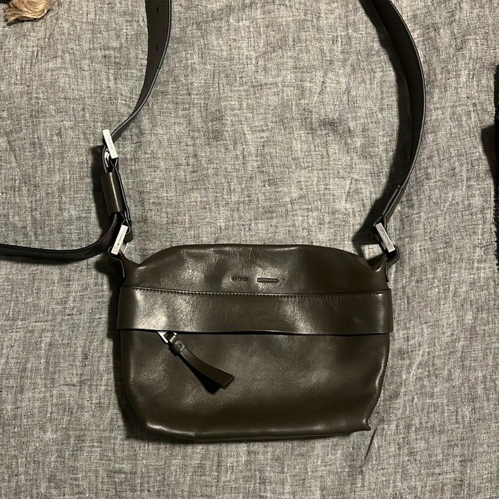 All saints genuine leather olive bag